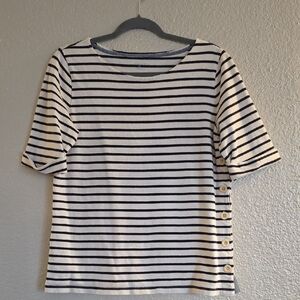 Lands' End Black and Cream Striped Top